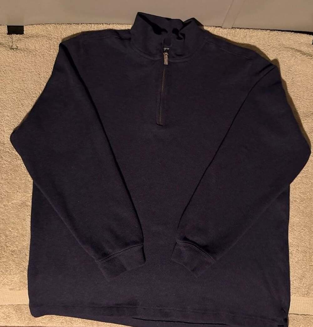 Charles River Apparel Quarter Zip Sweatshirt Size XL Navy Blue 100% Cotton